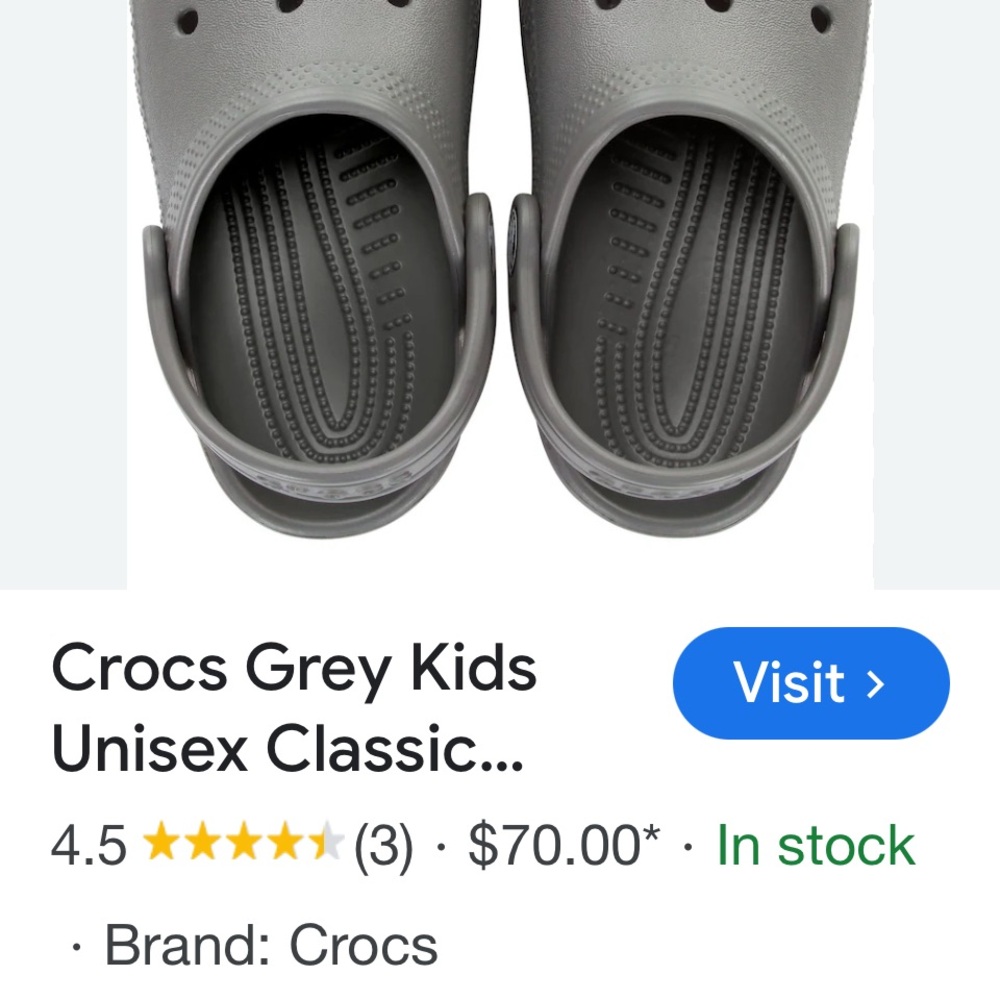 Crocs Grey Kids Unisex Classic Clogs